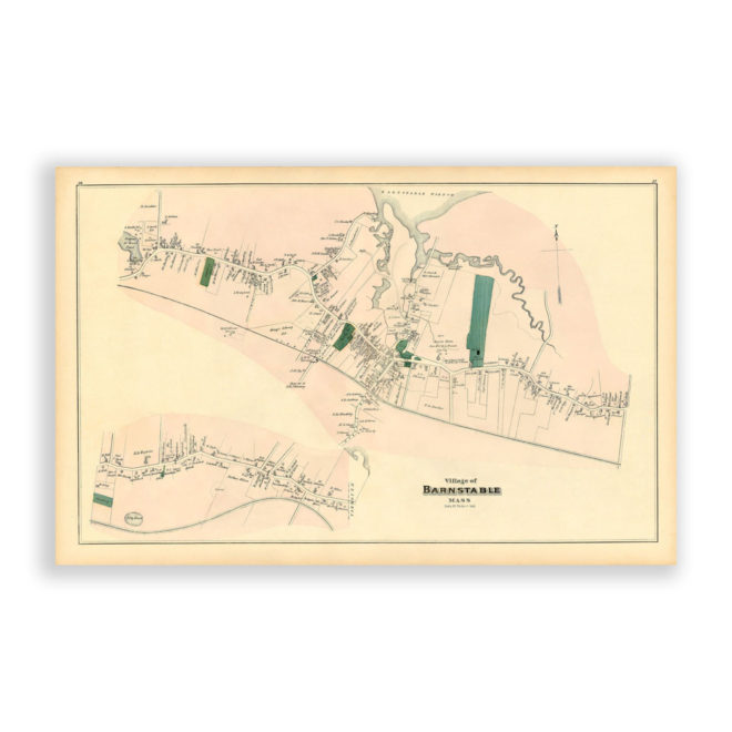 Barnstable Village, Massachusetts Antique Map Reproduction