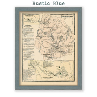 Ashburnham, Massachusetts Antique Map Reproduction