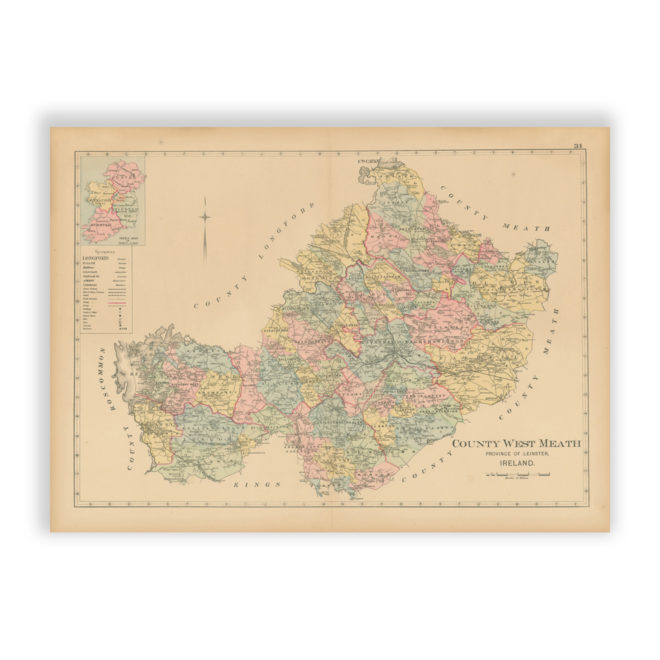 County West Meath - Antique Map