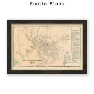 Amesbury and Salisbury Mills, Massachusetts Antique Map Reproduction