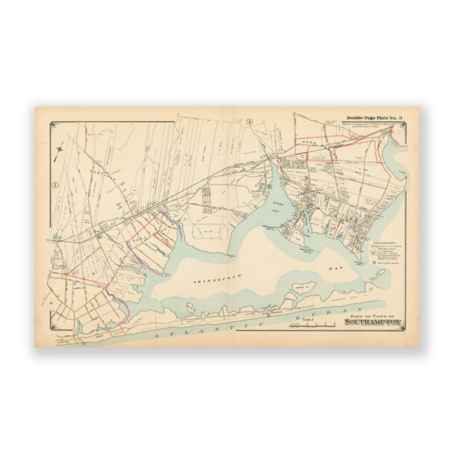 Shinnecock Bay Southampton, Long Island, NY Antique Map Reproduction