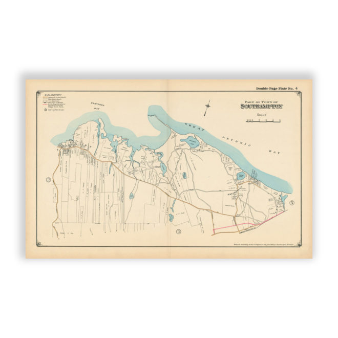 Part of the Town of Southampton - Great Peconic Bay, Long Island, NY Antique Map Reproduction