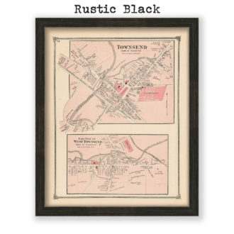 Townsend Village and West Townsend, Massachusetts Antique Map Reproduction