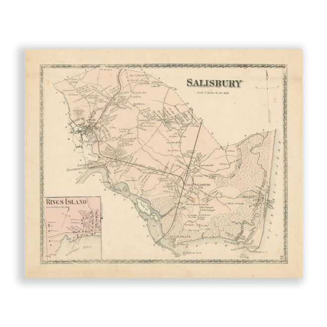 Salisbury, Massachusetts Antique Map Reproduction