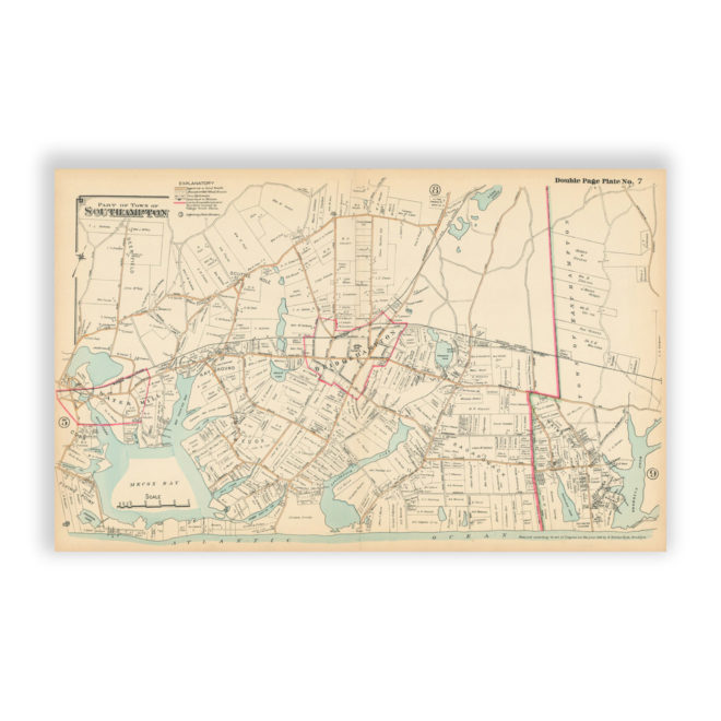 Part of South Hampton Mecox Bay to Georgica Pond, Long Island, NY Antique Map Reproduction