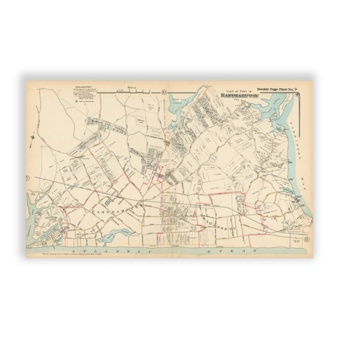 Part of East Hampton, Long Island, NY Antique Map Reproduction