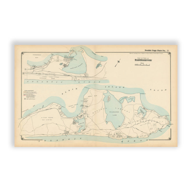 Montauk - East Hampton, Long Island, NY Antique Map Reproduction