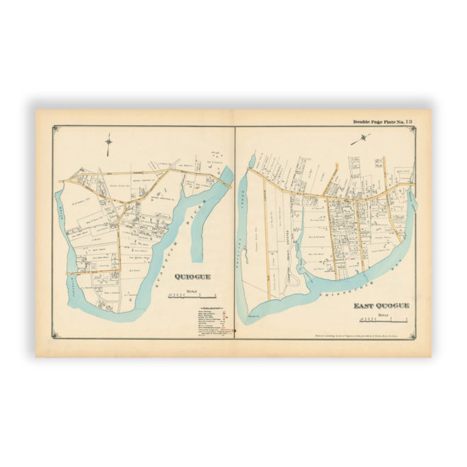 Quiogue and East Quogue, Long Island, NY Antique Map Reproduction