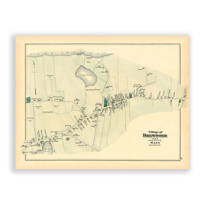 Village of Brewster, Massachusetts Antique Map Reproduction