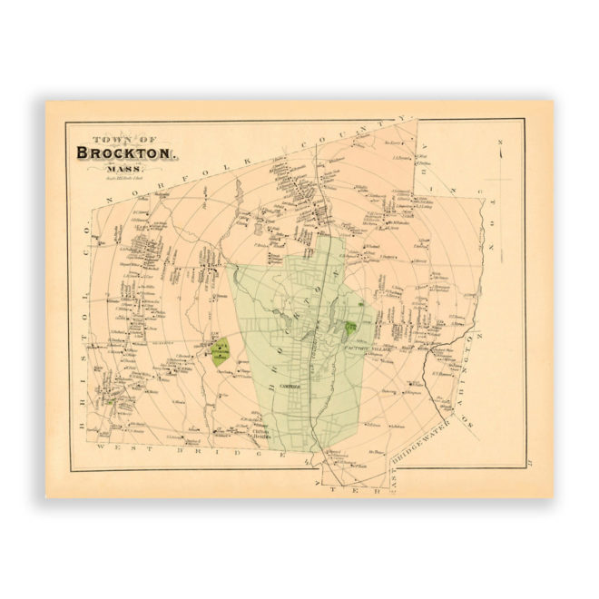 Brocton, Massachusetts Antique Map Reproduction