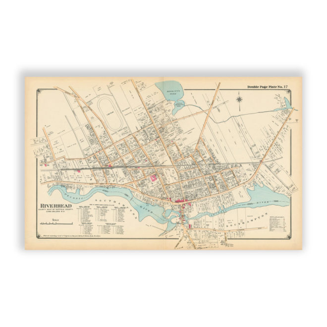 Riverhead, Long Island, NY Antique Map Reproduction