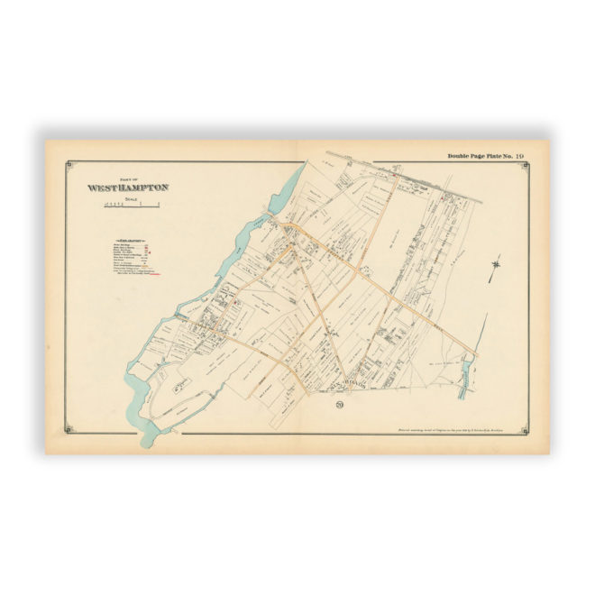 West Hampton, Long Island, NY Antique Map Reproduction