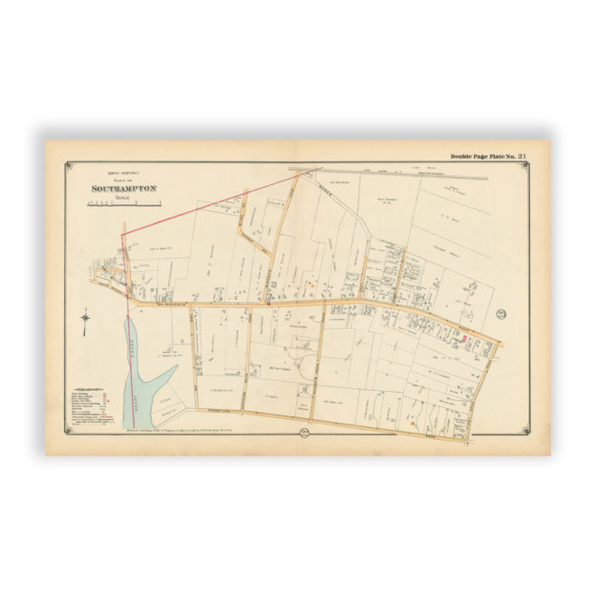 Nothwesterly part of Southampton, Long Island, NY Antique Map Reproduction