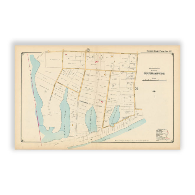 South Westerly part of Southampton, Long Island, NY Antique Map Reproduction