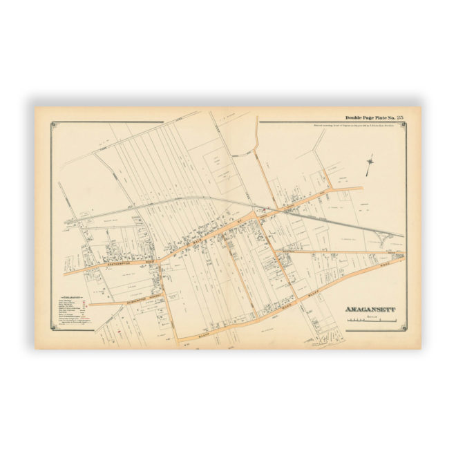 Amagansett, Long Island, NY Antique Map Reproduction