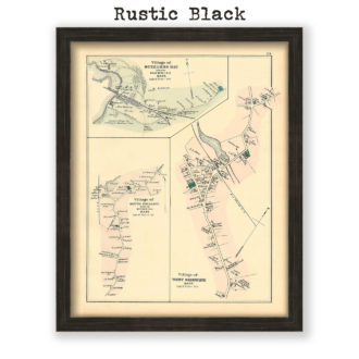 Buzzards Bay, Sandwich and Pocasset Villages, Massachusetts Antique Map Reproduction