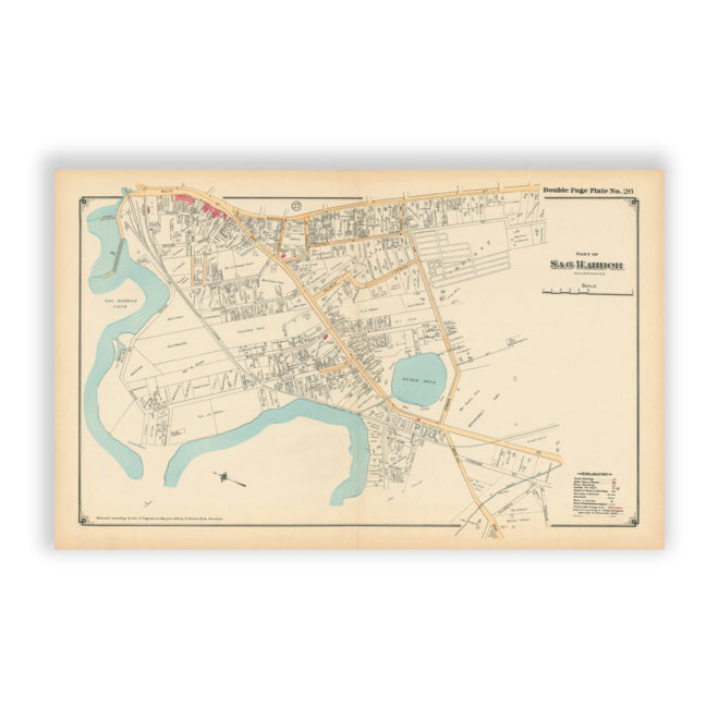 Sag Harbor, Long Island, NY Antique Map Reproduction