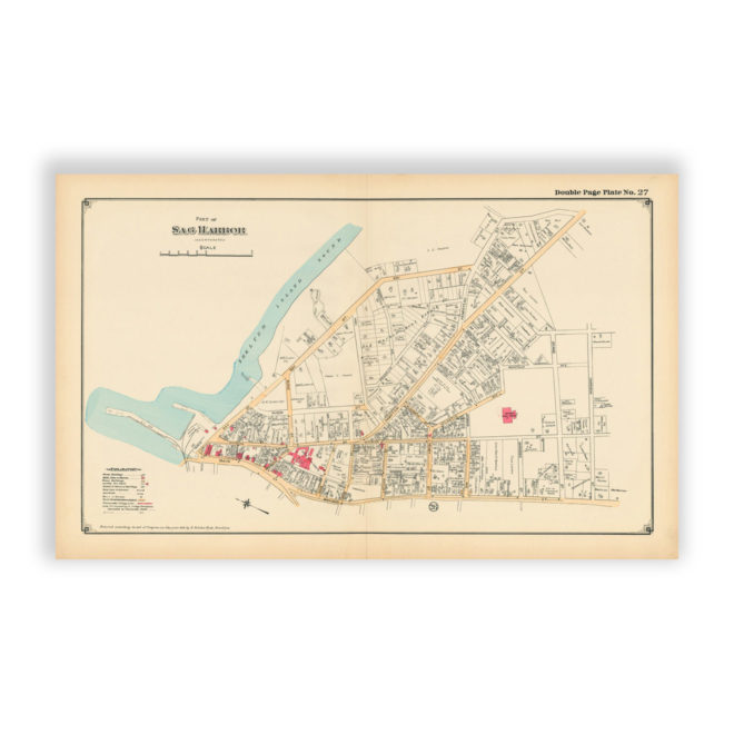 Part of Sag Harbor, Long Island, NY Antique Map Reproduction