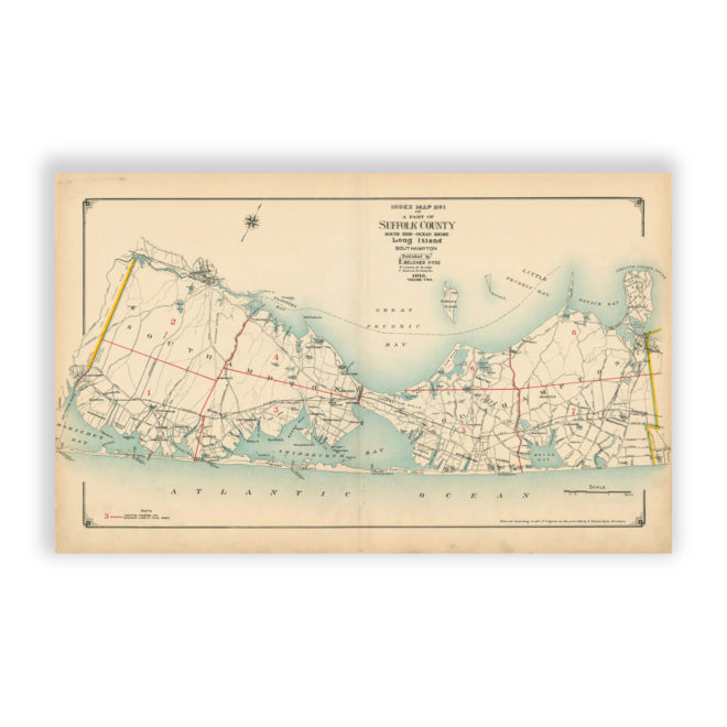 Sothampton, Long Island, NY Antique Map Reproduction