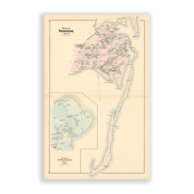 Town of Chatham, Massachusetts Antique Map Reproduction