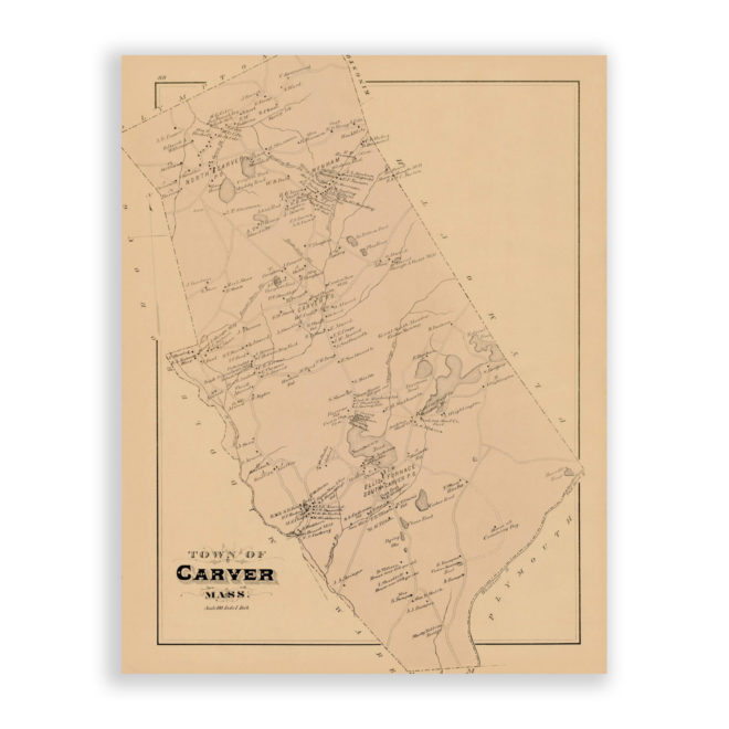 Carver, Massachusetts Antique Map Reproduction