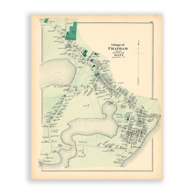 Chatham Village, Massachusetts Antique Map Reproduction