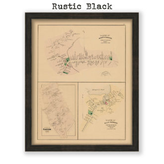 North Carver and Ellis Furance Village Massachusetts Antique Map Reproduction