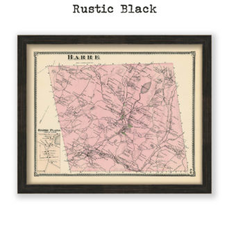 Barre, Massachusetts Antique Map Reproduction