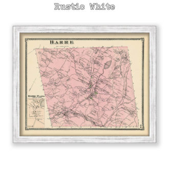 Barre, Massachusetts Antique Map Reproduction