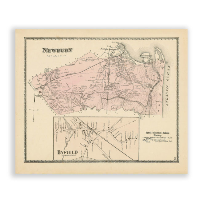 Newbury, Massachusetts Antique Map Reproduction