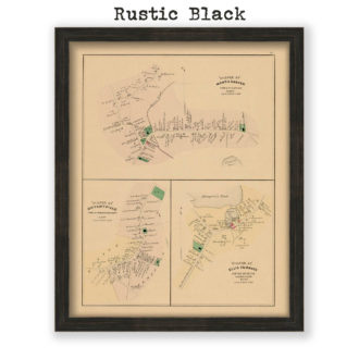 North Carver, Bryantville and Ellis Furance Village Massachusetts Antique Map Reproduction
