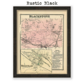 Blackstone, Massachusetts Antique Map Reproduction