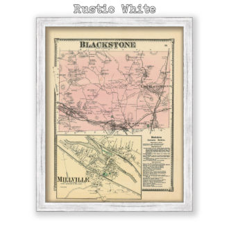 Blackstone, Massachusetts Antique Map Reproduction