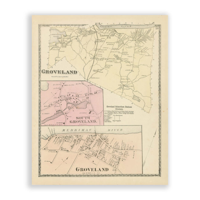 Groveland, Massachusetts Antique Map Reproduction