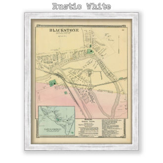 Blackstone Village and East Blackstone, Massachusetts Antique Map Reproduction