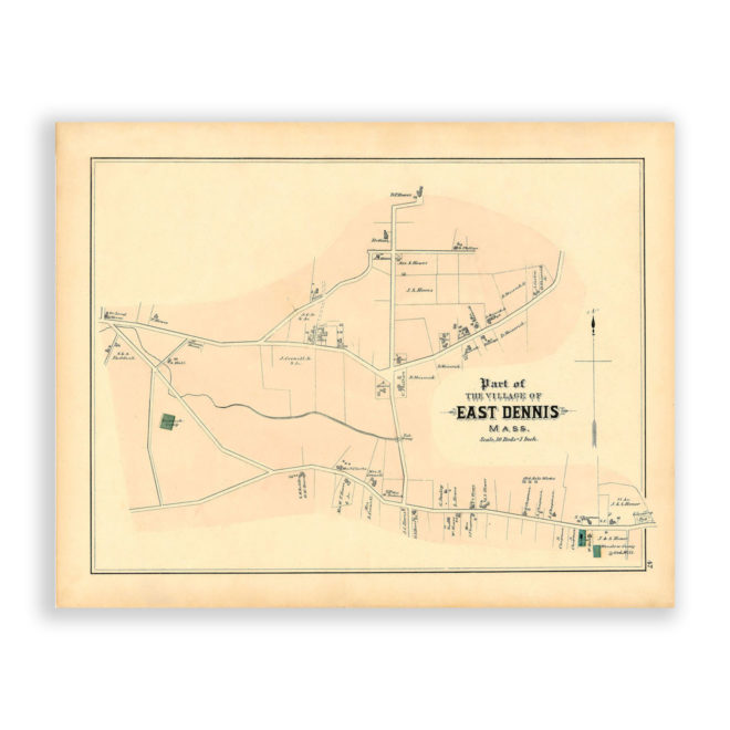 East Dennis Village, Massachusetts Antique Map Reproduction