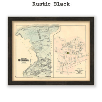 Town of Dennis and East Dennis Village, Massachusetts Antique Map Reproduction