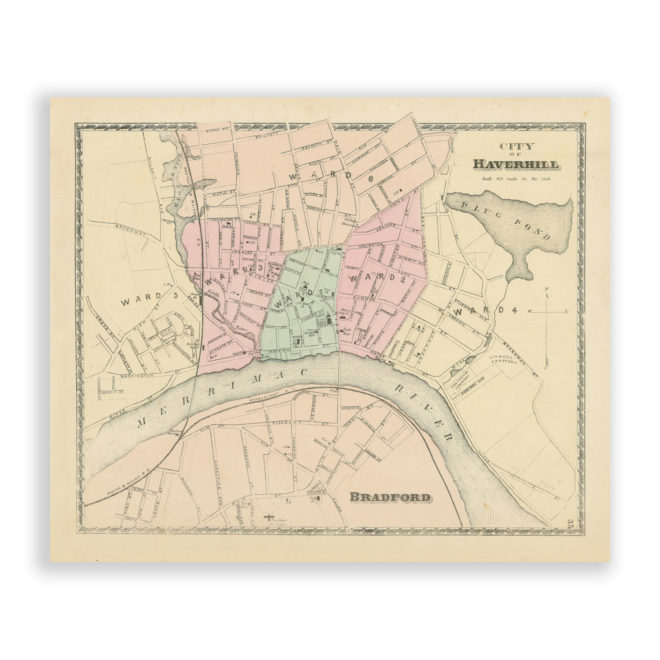 Haverhill, Massachusetts Antique Map Reproduction