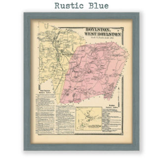 Boylston and West Boylston, Massachusetts Antique Map Reproduction