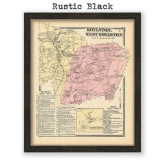 Boylston and West Boylston, Massachusetts Antique Map Reproduction