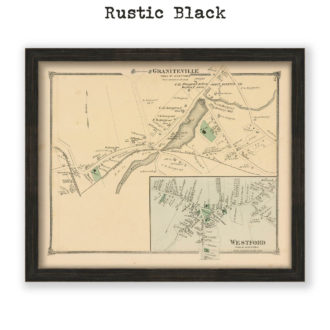 Westford Village & Graniteville, Massachusetts Antique Map Reproduction