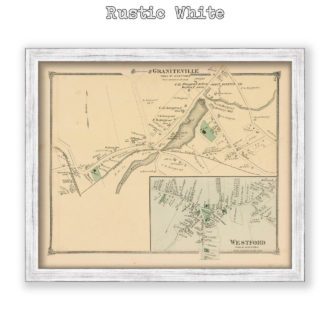 Westford Village & Graniteville, Massachusetts Antique Map Reproduction