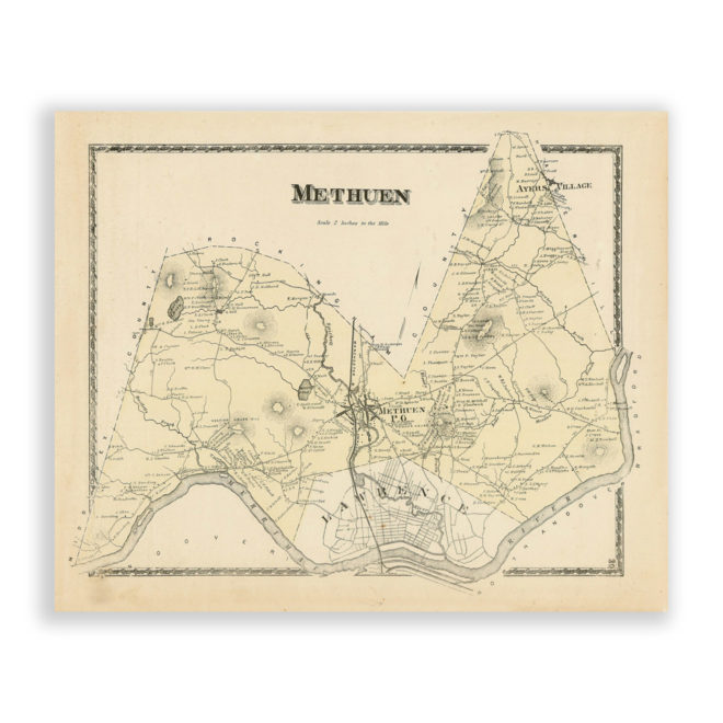 Methuen, Massachusetts Antique Map Reproduction