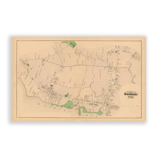 Duxbury Village, Massachusetts Antique Map Reproduction