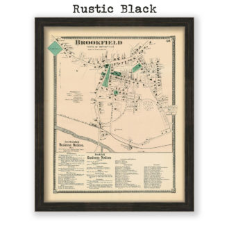 Brookfield Village, Massachusetts Antique Map Reproduction