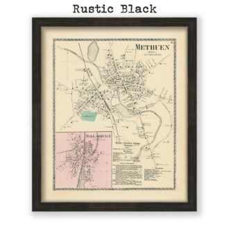 Methuen Village, Massachusetts Antique Map Reproduction