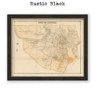 Lowell, Massachusetts Antique Map Reproduction