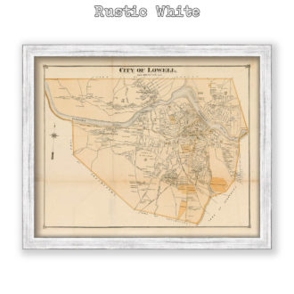 Lowell, Massachusetts Antique Map Reproduction