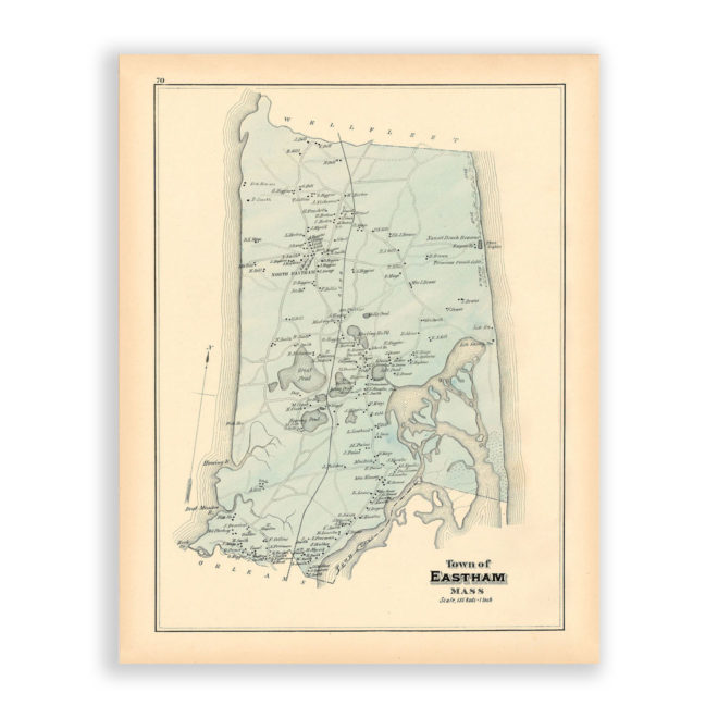 Town of Eastham, Massachusetts Antique Map Reproduction