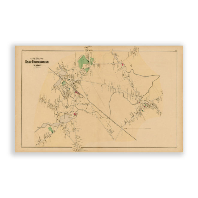 East Bridgewater Village, Massachusetts Antique Map Reproduction